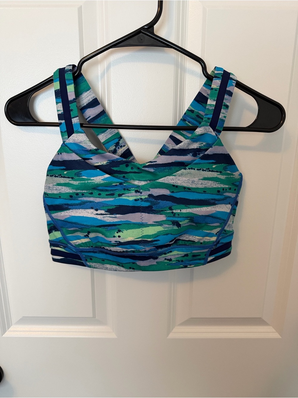 lululemon athletica Navy, Blue & Green Striped Sports Top